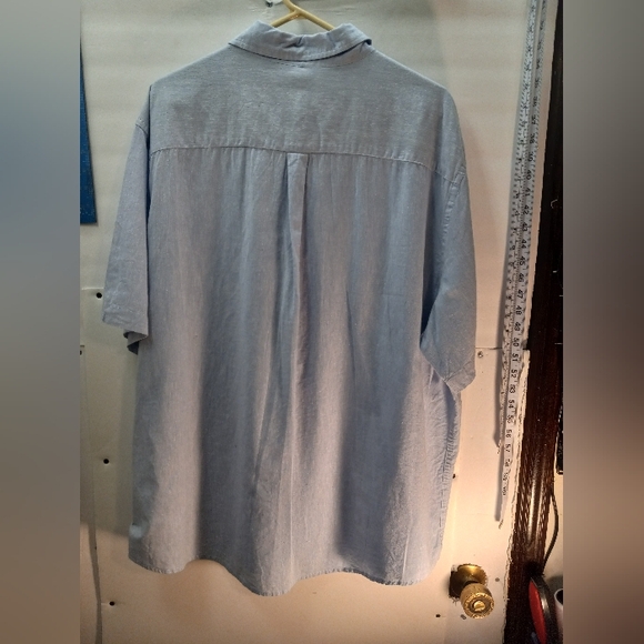 Chaps The Coastland 55% Linen Blend Classic Fit XXL Blue Business Casual Shirt - Picture 5 of 16